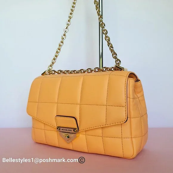 MICHAEL KORS Soho Quilted Smooth Leather Shoulder Bag- Cantaloupe color ⭐